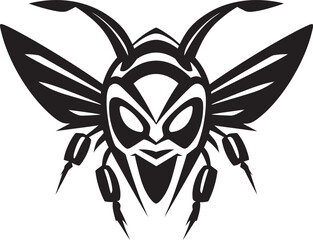 Crafted Intensity: Hornet Mascot Vector Black Logo Sting in Style: Hornet Mascot Black Logo Icon Unveiled