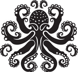 Fototapeta premium Ethereal Harmony: Octopus Mandala Black Logo Tranquil Symmetry: Octopus Mandala Art Vector Black Icon