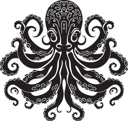 Spirals of Wisdom: Octopus Mandala Art Vector Design Ethereal Harmony: Octopus Mandala Black Logo