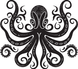 Serene Elegance: Octopus Mandal Art Vector Icon Enigmatic Creation: Octopus Mandal Black Logo Icon