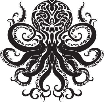 Intricate Elegance: Octopus Mandala Art Vector Icon Enigmatic Depths: Octopus Mandala Black Logo Icon