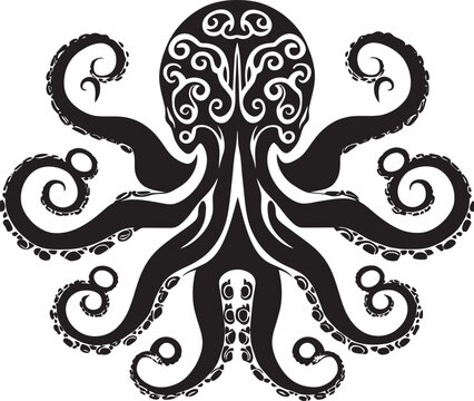 Enigmatic Depths: Octopus Mandala Black Logo Icon Spirals of Wisdom: Octopus Mandala Art Vector Design
