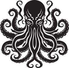 Mystical Octopus Mandala: Vector Black Logo Icon Design Ethereal Harmony: Octopus Mandala Art Vector Black Icon