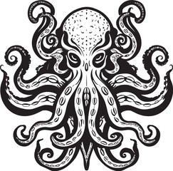 Celestial Spirals: Octopus Mandala Vector Icon in Black Enigmatic Depths: Octopus Mandala Black Logo Icon