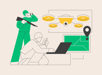 Military drone abstract concept vector illustration.