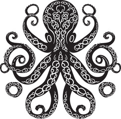 Oceanic Harmony: Octopus Mandal Art Vector Design Enchanting Spirals: Octopus Mandal Black Logo