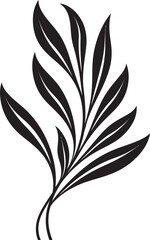 Luxuriant Botanical Beauty: Onekine Tropical Leaves Black Icon Design Tropical Serenity: Onekine Exotic Plant Leaves Black Logo