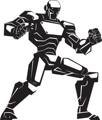 Fototapeta na wymiar Mechanical Marvel: Robot Boxer Black Logo Icon Design Futuristic Fighter: Robot Boxer Vector Icon in Black