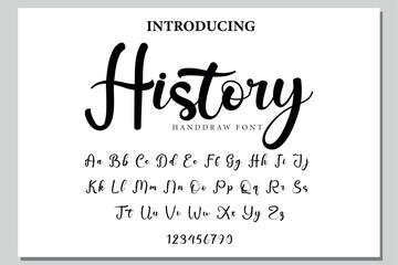 History Font Stylish brush painted an uppercase vector letters, alphabet, typeface