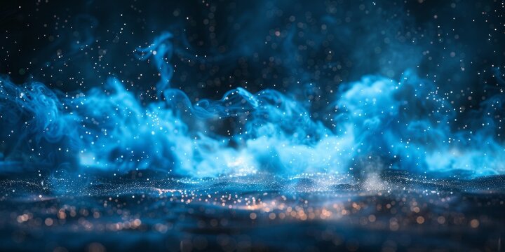 A blue sky with smoke and stars - stock background.