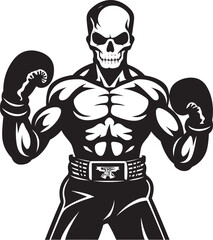 Bone Buster: Skeleton Boxing Black Logo Icon Skull Crusher: Skeleton Boxer Vector Design