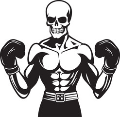 Death Match: Skeleton Boxing Black Logo Design Phantom Pugilist: Skeleton Boxer Vector Black Icon