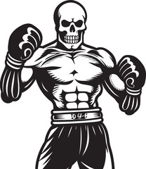 Eerie Fight Night: Skeleton Boxing Black Logo Icon Design Coastal Rest: Skeleton on Beach Chair Black Logo Icon