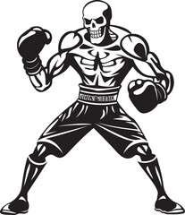 Phantom Pugilist: Skeleton Boxer Vector Black Icon Eerie Fight Night: Skeleton Boxing Black Logo Icon Design