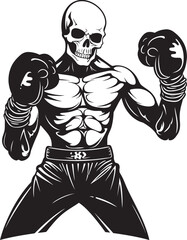 Bone Cruncher: Skeleton Boxing Black Logo Icon Skull Smasher: Skeleton Boxer Vector Design