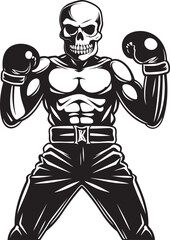 Phantom Fighter: Skeleton Boxer Vector Black Icon Eerie Ringmaster: Skeleton Boxing Black Logo Icon Design