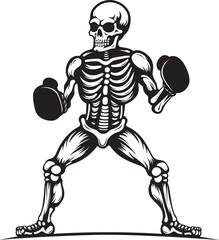 Deathly Puncher: Skeleton Boxing Black Logo Design Phantom Fighter: Skeleton Boxer Vector Black Icon