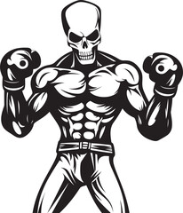 Undead Uppercut: Skeleton Boxing Black Logo Grim Jabber: Skeleton Boxer Vector Black Icon