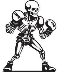 Bone Bruiser: Skeleton Boxer Vector Black Logo Deathly Puncher: Skeleton Boxing Black Logo Design