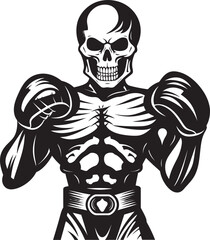 Bone Breaker: Skeleton Boxer Vector Black Logo Death Match: Skeleton Boxing Black Logo Design