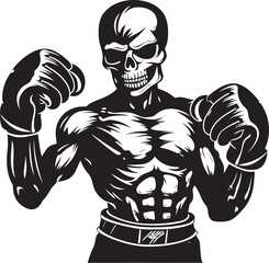Undead Slugfest: Skeleton Boxing Black Logo Grim Puncher: Skeleton Boxer Vector Black Icon