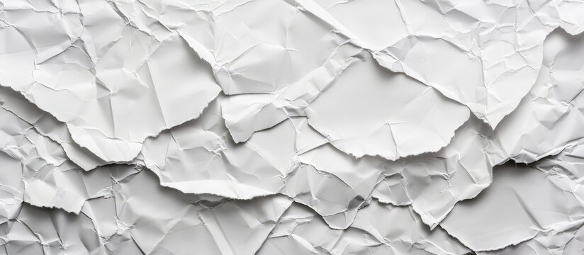 A close up of a crumpled white paper on a grey rectangular wood flooring with a monochrome pattern. Monochrome photography captures the texture of the paper event