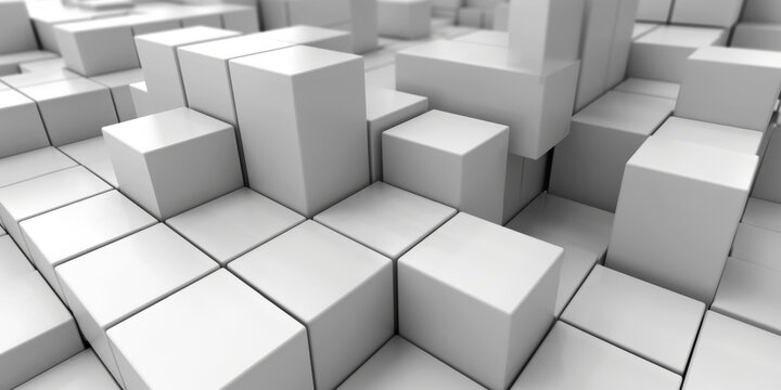 A white cube wall with many white cubes - stock background.