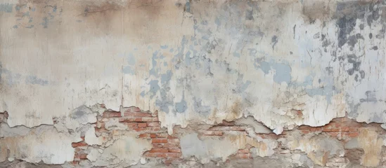 Velours gordijnen Verweerde muur A detailed painting of a brick wall with peeling paint capturing the texture and charm of urban decay in an artistic landscape