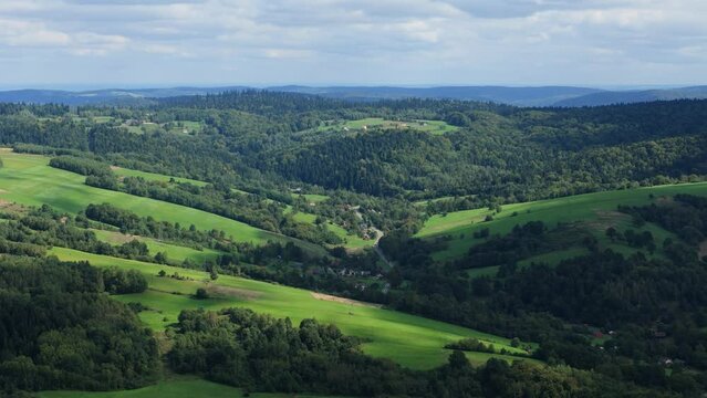 Beautiful Landscape Forest Mountains Bieszczady Bircza Aerial View Poland