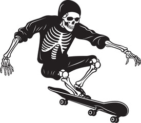 Bone Boarder: Skeleton Riding Skateboard Black Icon Ramp Rattler: Skeleton on Skateboard Black Logo Design