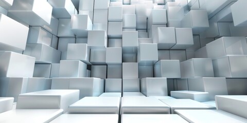 A white background with many white cubes - stock background.