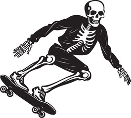 Ollie Ossuary: Skeleton on Skateboard Vector Art Skully Shred: Skateboarder Skeleton Black Logo