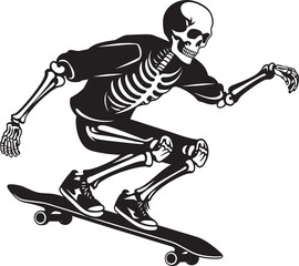 Skeletal Shredder: Skateboarding Skeleton Black Icon Design Spine Chiller: Skeleton on Skateboard Black Logo Icon