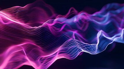 Sound wave. Neon light abstract background with ultraviolet spectrum wave on dark background. Synthwave music equalizer danced to the rhythm. Music and energy in abstract background.