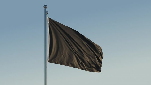 Black Flag loop looping Cinematic Realistic Waving Motion Blue Sky