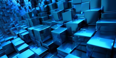 A blue background with many blue cubes - stock background.