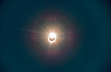 Total Solar Eclipse, sun covered by the moon in the sky - 756801320