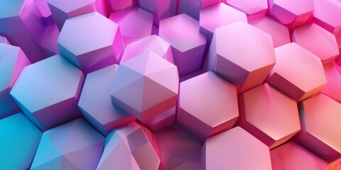 A colorful image of pink and blue hexagons - stock background.