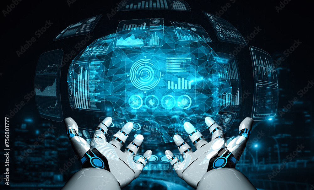 Poster xai 3d rendering artificial intelligence ai research of robot and cyborg development for future of p