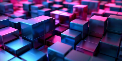 A close up of a bunch of blue cubes - stock background. - obrazy, fototapety, plakaty