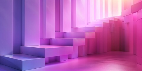 A pink and white room with a staircase - stock background.