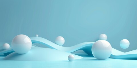 A blue background with white spheres scattered across it - stock background.