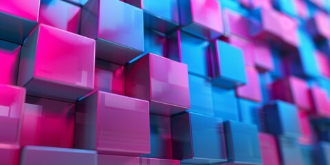 A wall of blue and pink cubes - stock background.