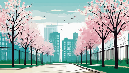 Urban Spring: Trees Blooming in the City