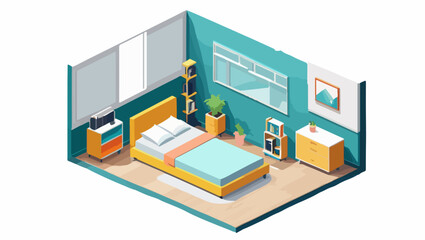 Modern Isometric Bedroom Furniture Illustration
