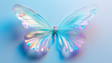 A 3D render of a sophisticated photo frame inspired by butterfly wings with translucent