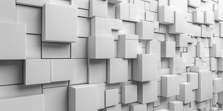 A white wall with many white blocks - stock background.