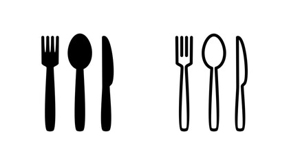 spoon and fork icon set. spoon, fork and knife icon vector. restaurant icon