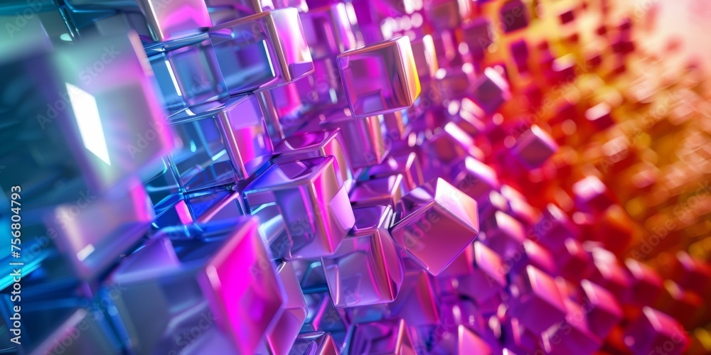Wall mural a colorful image of blocks with a purple background - stock background.