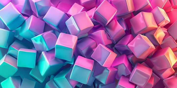A colorful image of pink and blue cubes arranged in a pattern - stock background.